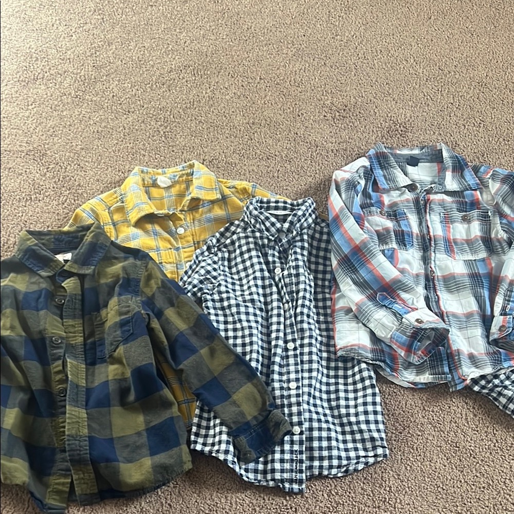 🤠Kids Plaid Button-Up Shirt Set
